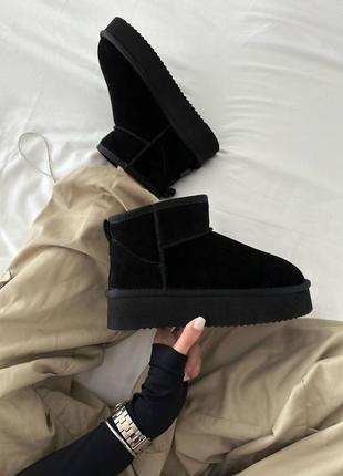 Женские угги ugg ultra mini platform black suede