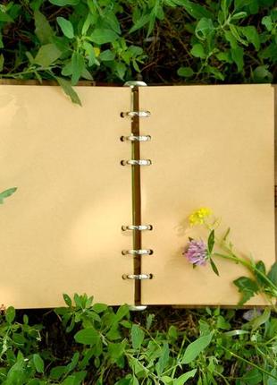 Блокнот деревянный  flower обложка из натурального дерева(орех ) и натуральной кожи. подарок3 фото