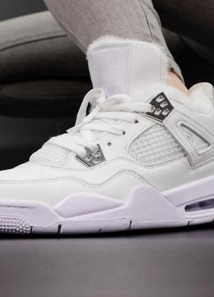 Зимние женские кроссовки nike air jordan 4 winter white (мех) 36-37