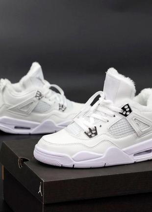 Зимние женские кроссовки nike air jordan 4 winter white (мех) 36-378 фото