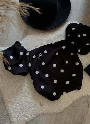 New look топ з рукавами фонариками обʼємними, в горох, в горошок, блузка