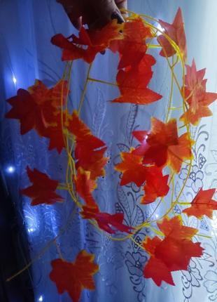 Искусственные лианы, осенние листочки, растения оранжевые, оранжевые, цветы6 фото