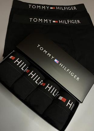 Мужские трусы-боксеры 4 шт tommy hilfiger в упаковке черные.