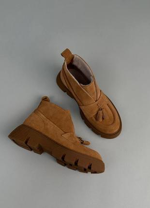 Ботинки лоферы замша кожа9 фото