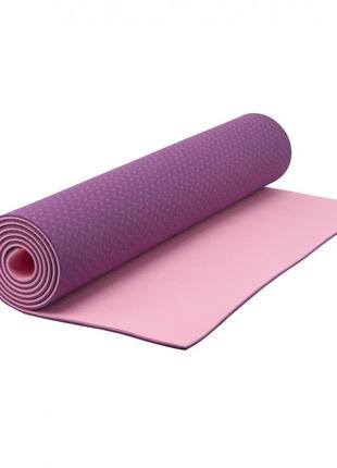 Килимок для йоги та фітнесу ivn 1830*610*6 мм tpe колір фіолетово-рожевий