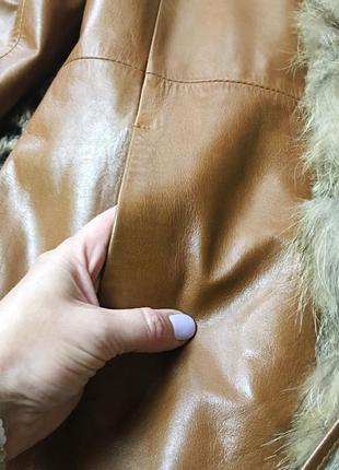 Пальто утепленное кожаное с мехом vera pele итальялия4 фото