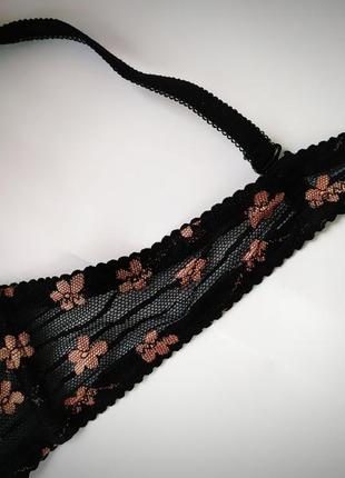 Секси 🔥 комплект черная сеточка в бронзовый цветочек пушап франция высокое качество10 фото