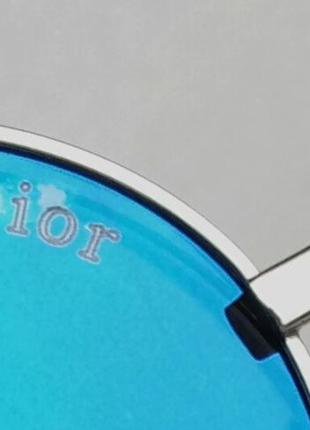 Очки в стиле christian dior стильные солнцезащитные очки унисекс круглые зеркальные голубые9 фото