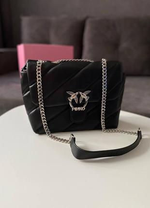 Женская сумка pinko puff black/silver