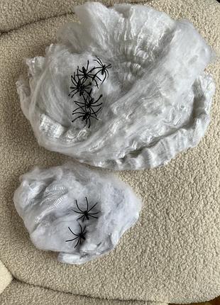 Паутина белая 20 г и 100 г, хэллоуин декор, паутинка, пауки