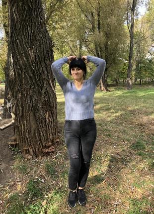 Вʼязаний светр жіночий ручної роботи з мохеру та альпаки ( в наявності)