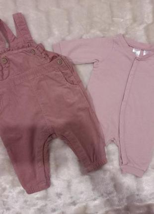 Рожевий комплект чоловічок і комбінезон 62/ чоловічок 56/вельветовий комбінезон 62/комплекс 56
