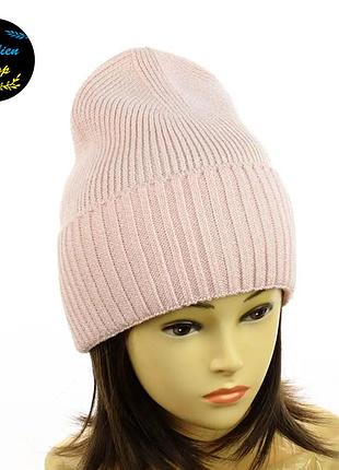 ● женская вязанная шапка - диана - светло-розовый ●