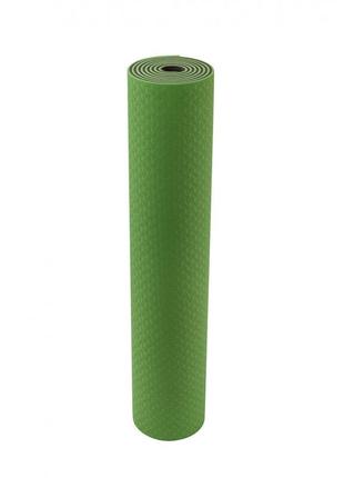 Килимок для йоги та фітнесу ivn 1830*610*6 мм tpe колір зелений-чорний2 фото