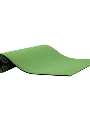 Килимок для йоги та фітнесу ivn 1830*610*6 мм tpe колір зелений-чорний4 фото