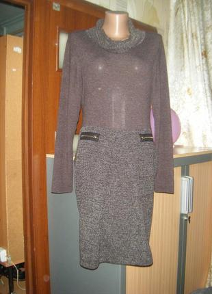 Комфортное трикотажное платье с воротом-хомутом, размер s/м2 фото