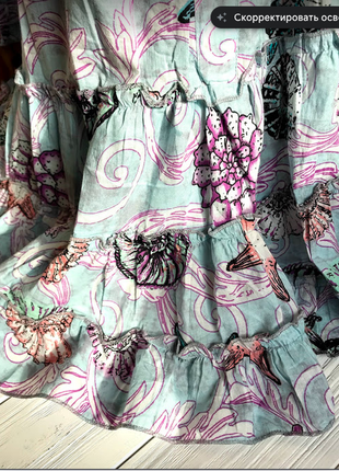 Новинка цвета деним пышная пляжная платье-туника в морскую ракушку код 23246 фото