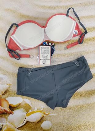 Tiffany m-319 marko раздельный купальник плавки шорты коралл серый4 фото