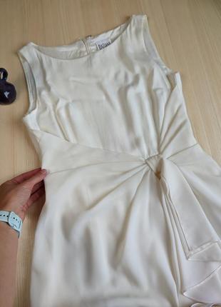 Платье белое длинное свадебное коклейльное вечернее нарядное макси s m вискоза шифон приталенное безрукавное3 фото