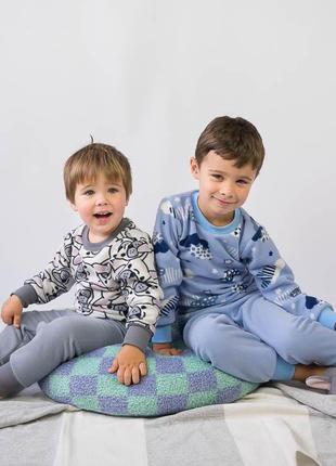 Красивая флисовая пижама для малышей, теплая пижама для детей7 фото