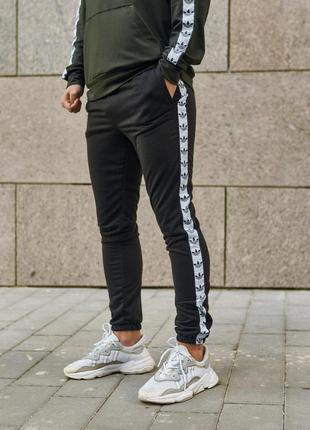 Cпортивные штаны мужские весна/лето чёрные адидас adidas легкие размеры: xs, m, l s, xl xl2 фото