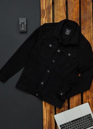 Мужская куртка джинсова чёрный3 фото