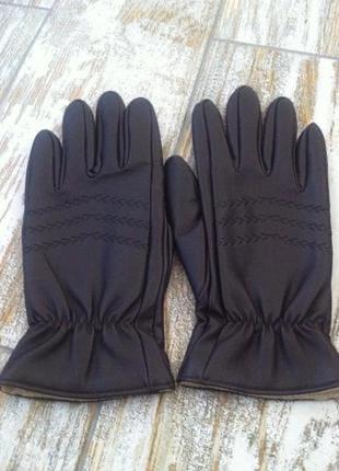 Стильные теплые коричневые зимние перчатки на утеплителе м2 фото