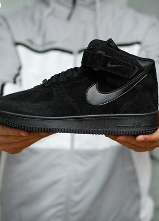 Зимние nike air force winter black (на меху)