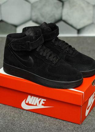 Зимние nike air force winter black (на меху)7 фото