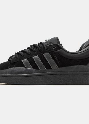 Кроссовки adidas campus x bad banny all black / адидас кампус замшевые чёрные 36 - 45