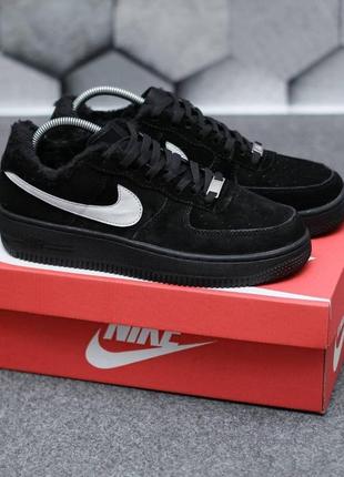 Зимние nike air force winter black (на меху)5 фото