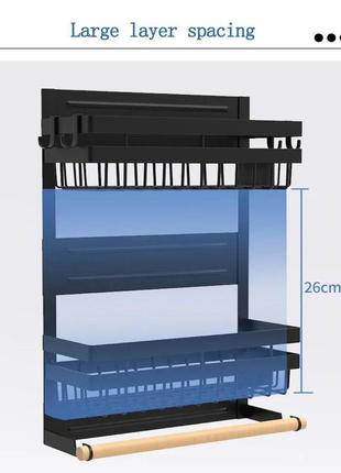 Навесная магнитная полка органайзер с держателем на микроволновку, холодильник. полка магнитная для специй5 фото