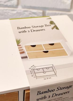 Бамбуковый настольный органайзер с выдвижными ящиками3 фото