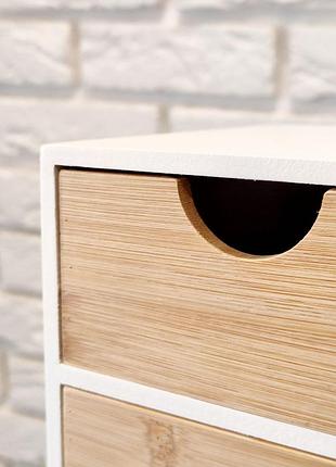 Бамбуковый настольный органайзер с выдвижными ящиками