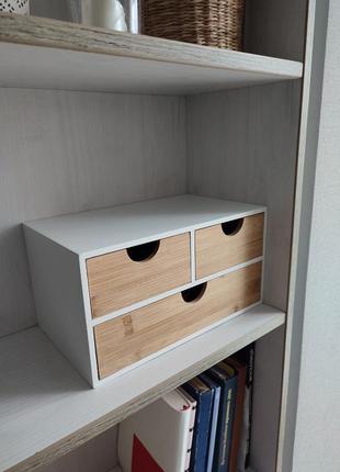 Бамбуковый настольный органайзер с выдвижными ящиками