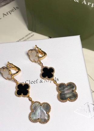 Брендові сережки в стилі van cleef (ван кліф, vca,клевер)🌸❤️2 фото