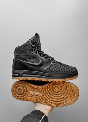 Зимние кроссовки nike lunar force duckboot black/brown fur