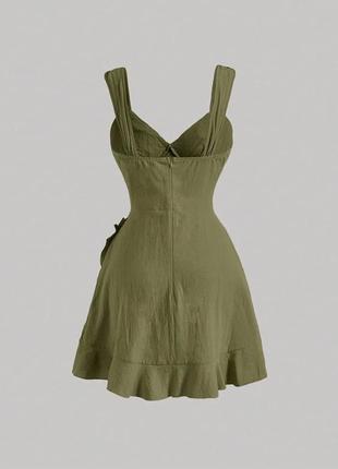 Платье shein однотонное платье-комбинация с рюшами и подолом2 фото