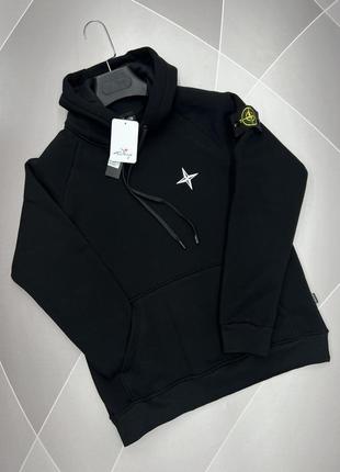 Худи теплый мужской stone island s-xxl арт.1694, черный, s, 44