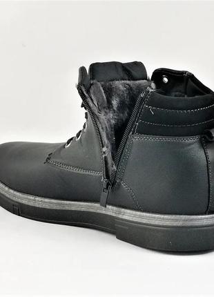 Ботинки зимние мужские черные кроссовки с мехом на замке с молнией (размеры: 41,42,43,44,45)8 фото