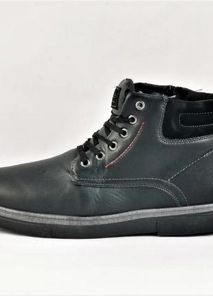 Ботинки зимние мужские черные кроссовки с мехом на замке с молнией (размеры: 41,42,43,44,45)6 фото