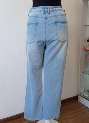 Стильные батальные рваные джинсы,высокая посадка стрейчевые необработанный низ3 фото