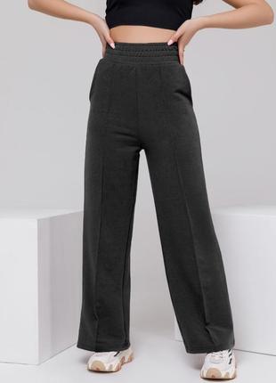 Стильні теплі жіночі штани на флісі широкі штани з начосом утеплені спортивні штани на флісі широкі спортивні штани палаццо