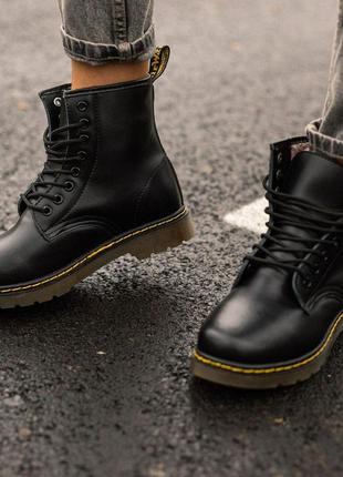 Зимние кожанные ботинки dr martens (на меху)5 фото