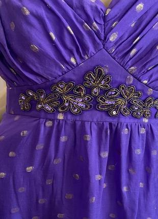 Фирменное шелковое платье с золотистым горошком/l- xl/brend monsoon3 фото