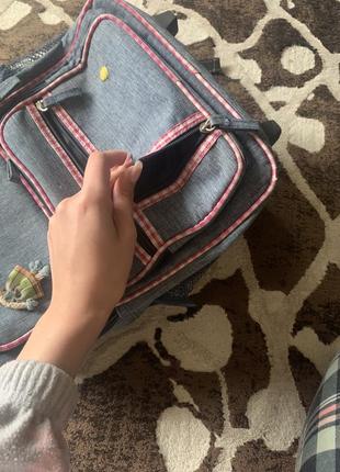 Рюкзак чемодан на колесах джинсовый девчачий портфель для девочки брендовый zara4 фото