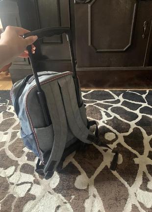 Рюкзак чемодан на колесах джинсовый девчачий портфель для девочки брендовый zara6 фото