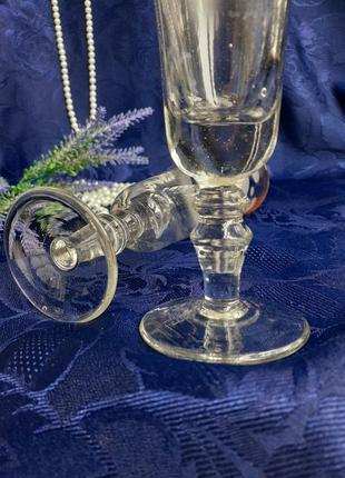 Bohemia 🧡 винтаж🥂 фужеры бокалы фактурная гравировка позолота высокие на ножке крупные чехословакия богемия литое стекло для шампанского3 фото