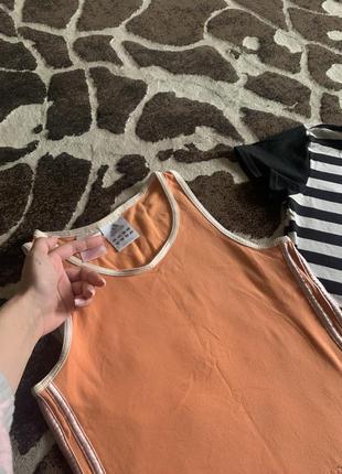 Набір футболок adidas топ майка футболка біла оранжева облягаюча в полоску2 фото