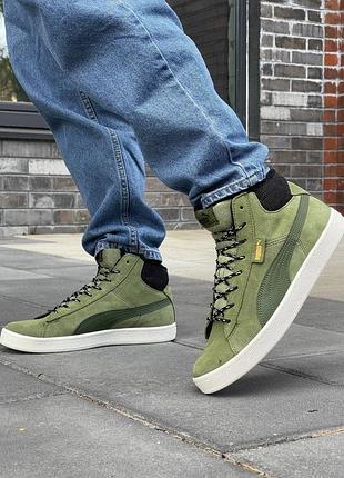 Кроссовки puma mid corduroy olive fur ❄️ кроссовки зимние кеды